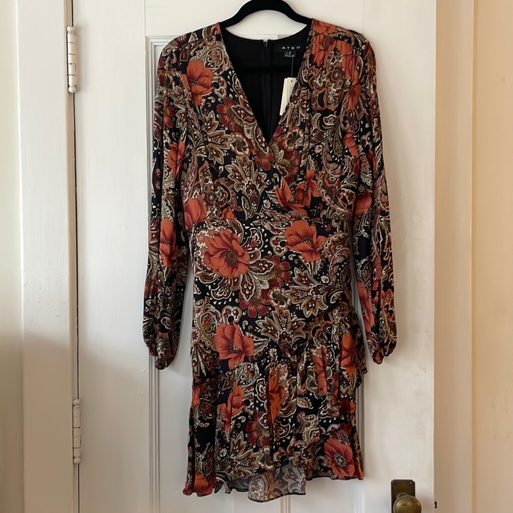 NWT ATSU (Anthropologie) Ruched Faux Wrap Dress - Runs Small